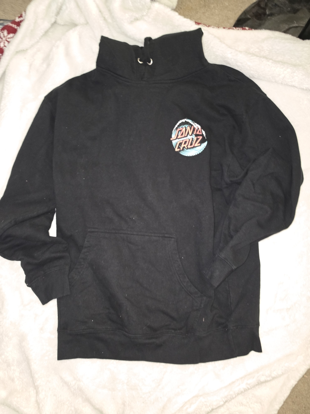 Santa Cruz Skateboards Black Pullover Hoodie with Multicolor Logo